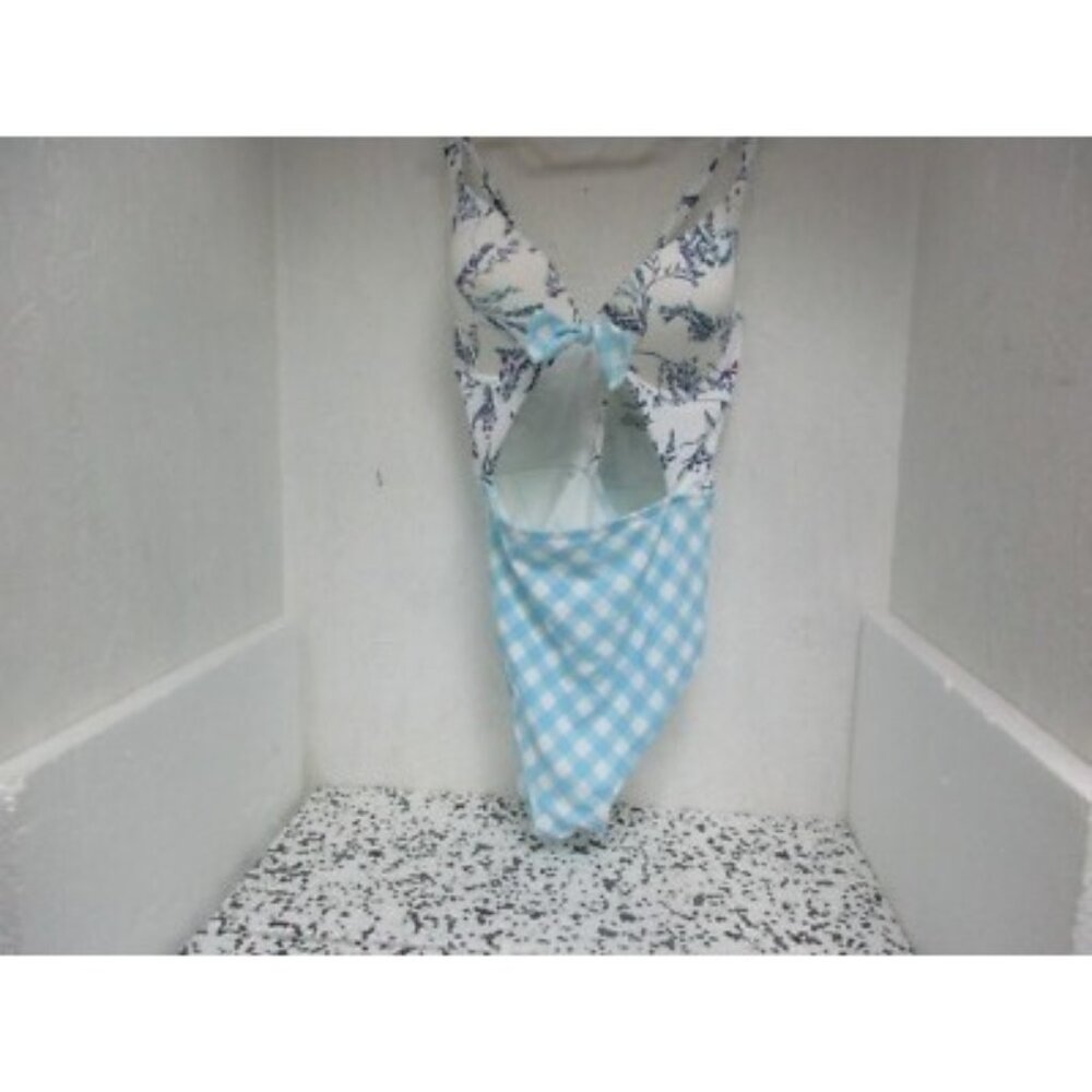 Adore Me Women's SW07832 Contour Swimsuit White Floral Top Plaid Bottom M NWOT - Picture 1 of 2